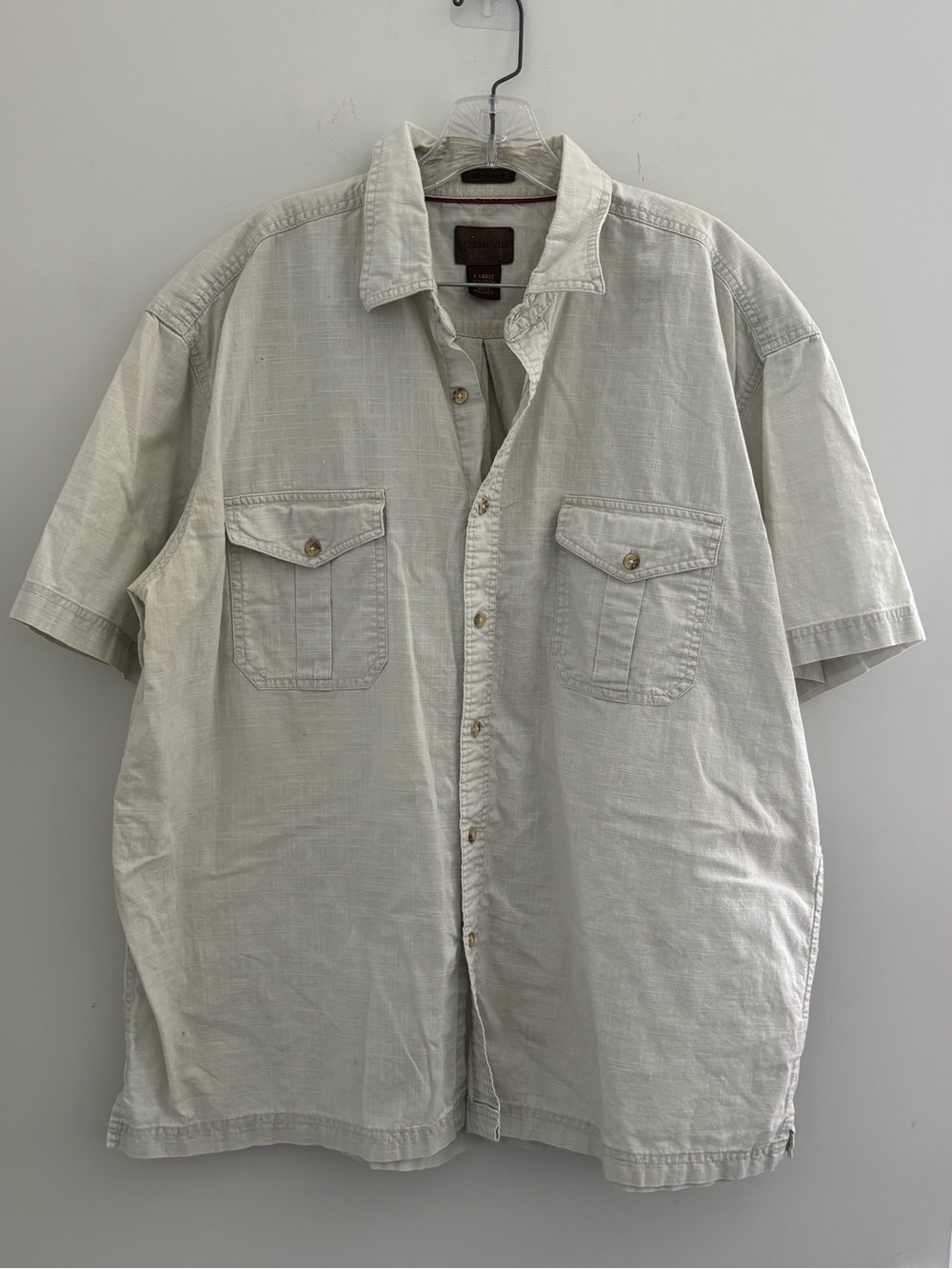 St. John's Bay Light Gray Short-Sleeve Button-Down Shirt - Picture 2 of 7